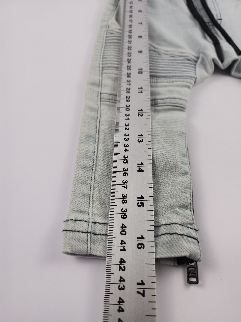 Adam + YVE, Kids Light Wash Biker Jean Pants with Drawstring, 6-12M - Picture 5 of 10